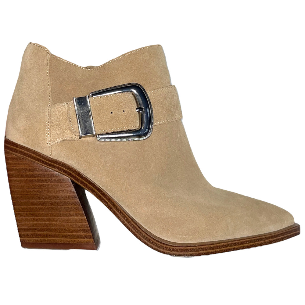Women's Size 8M Vince Camuto Gidgey Cream Suede Pointed Toe Ankle Booties